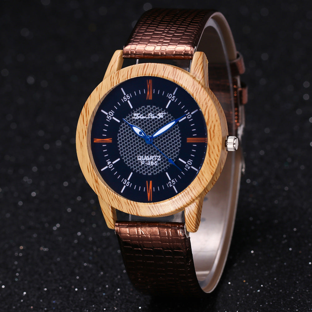 Leather wooden watch