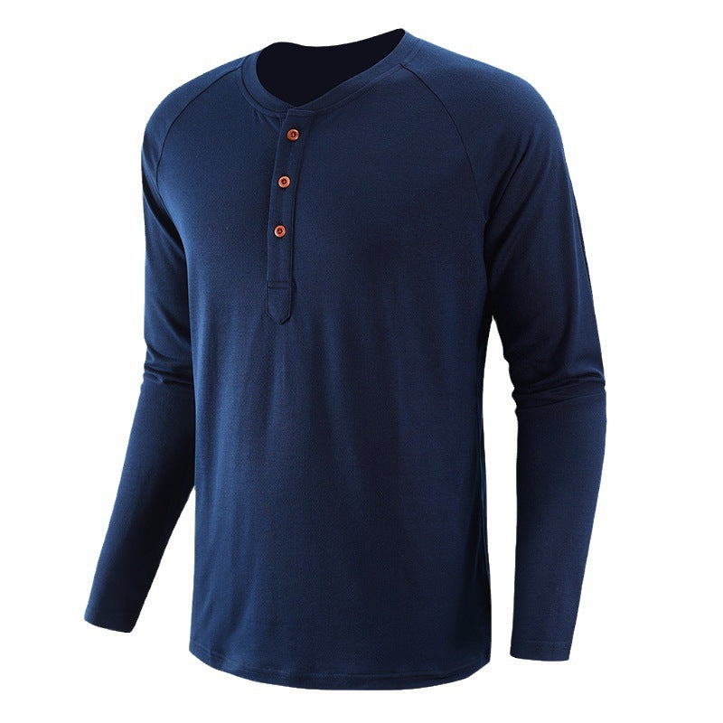 Spring And Summer European And American Plus Size Men's Clothing Henley Shirt Men's Long Sleeve