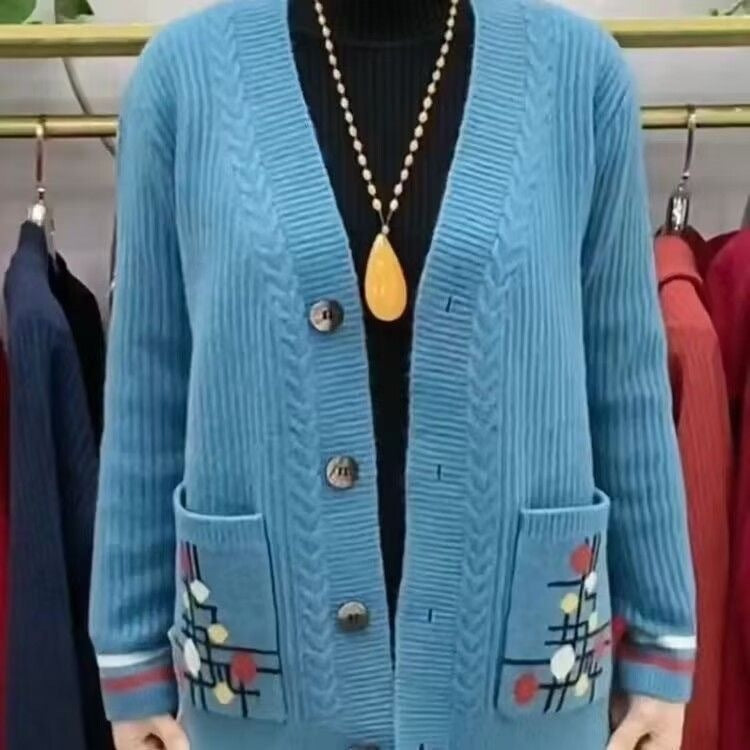 Double Pocket Sweater Cardigan Mom Coat