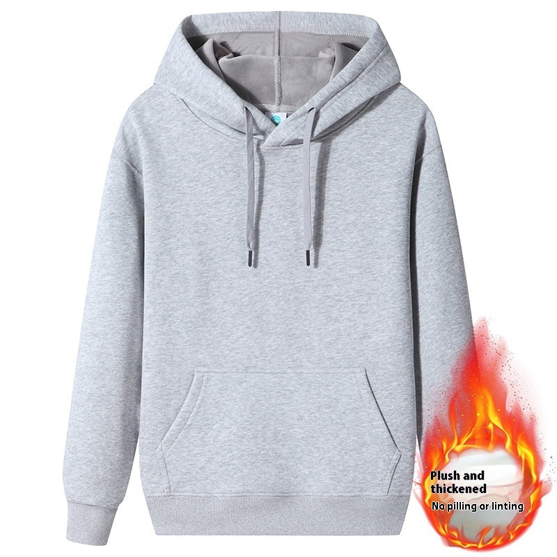 Fleece-lined Thick Student Hoodie Warm Top Casual