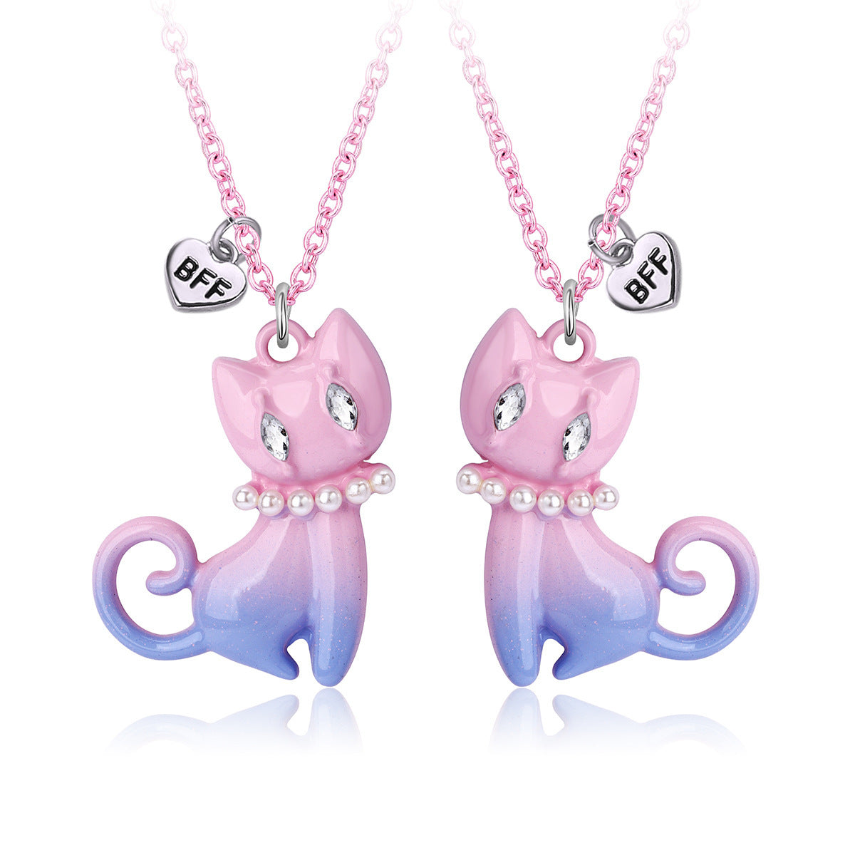 Cat Necklace Cartoon Gradient Alloy Spray Paint