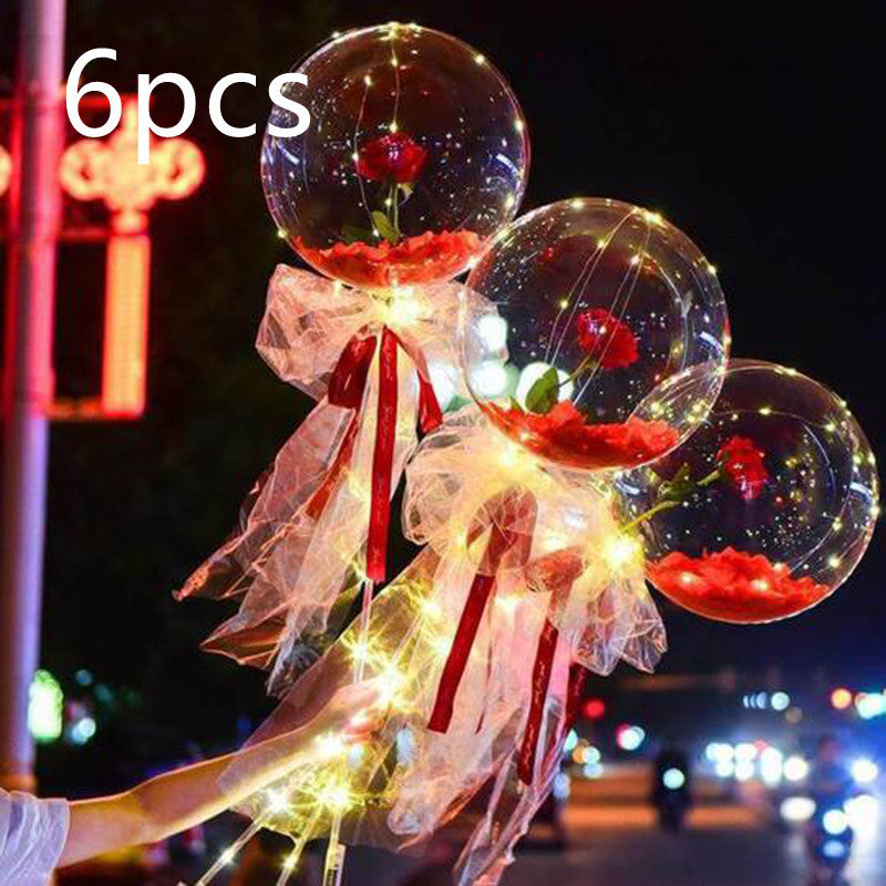 LED Luminous Balloon Rose Bouquet Transparent Bobo Ball Rose