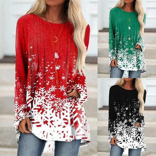 Women's Long Sleeve Round Neck Loose T-shirt