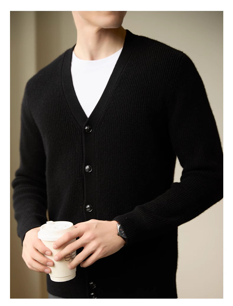 Wool Warm Cardigan Knitted Coat V-neck Casual American Men's Clothing Autumn And Winter