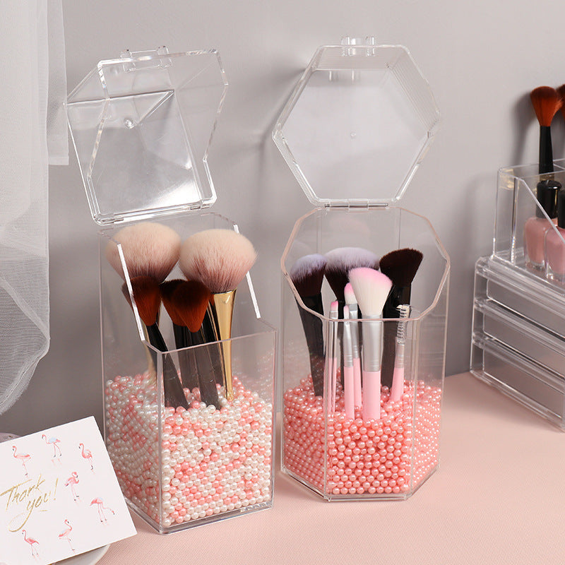 Acrylic Flip Dust Makeup Brush Bucket Eyebrow Brush Set