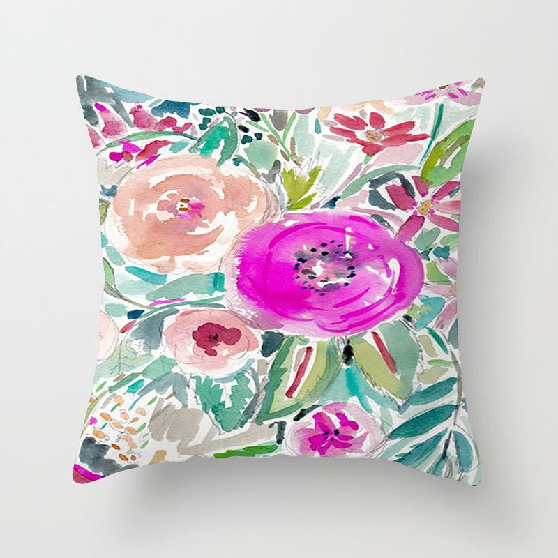 Home Decor Living Room Sofa Graffiti Flower Print Pillowcase