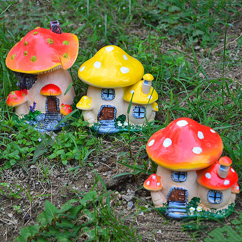 Mushroom House Decoration Resin Handicraft Gardening