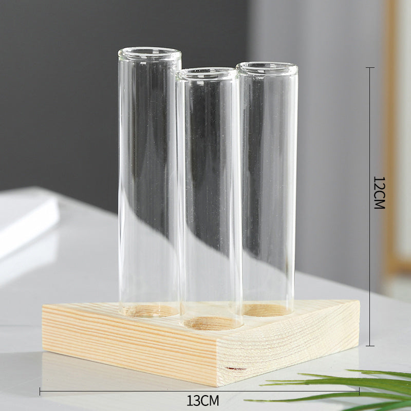 Creative Wooden Frame Hydroponic Green Dill Glass Vase