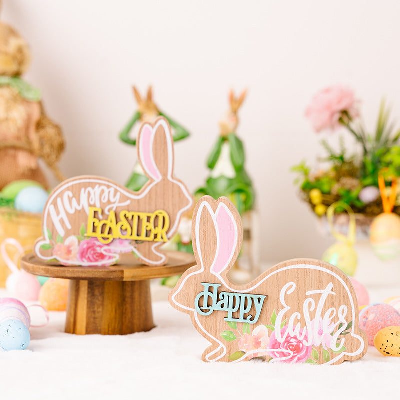 Easter Rabbit Decorations Wooden Ornaments