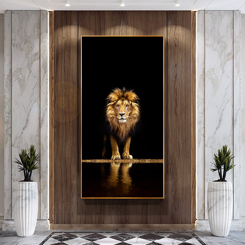 Home Decoration Animal Golden Black Lion Canvas Painting