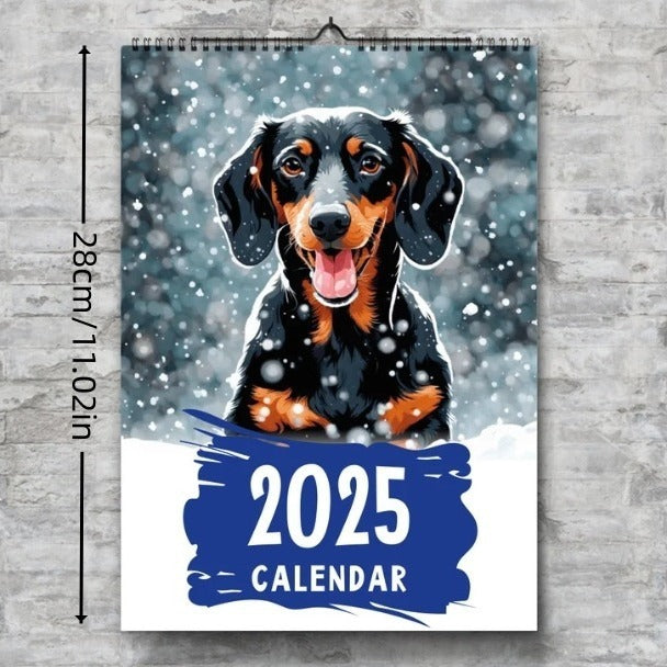 2025 Dachshund Calendar Daily Weekly Monthly Planner Paper Hanging Wall Calendar Gift Home Decor Wall Calendar Supplies