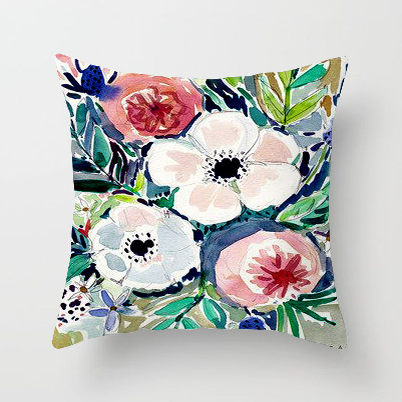 Home Decor Living Room Sofa Graffiti Flower Print Pillowcase