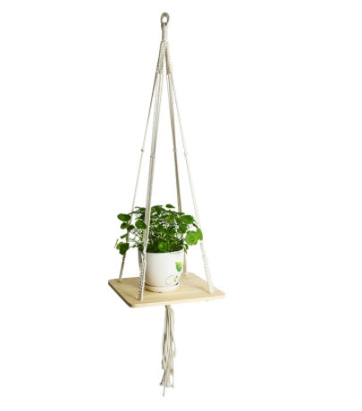 4 Pack - Macrame Plant Hangers & Shelf