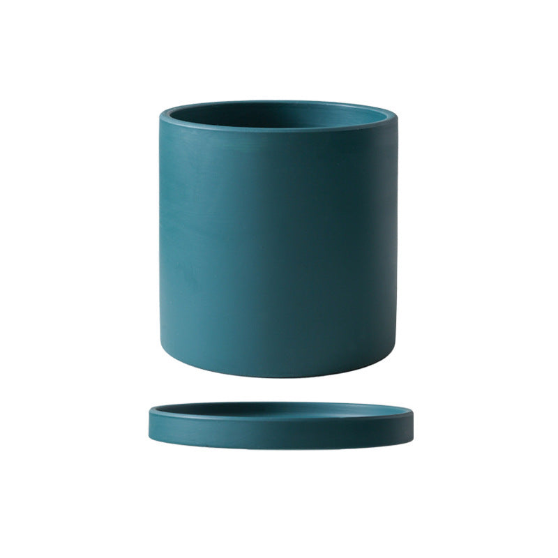 Ceramic Flowerpot With Straight Tube And Tray