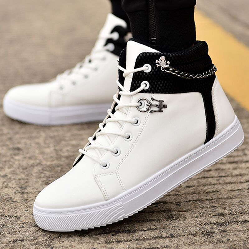 Chain canvas shoes high-top casual sneakers