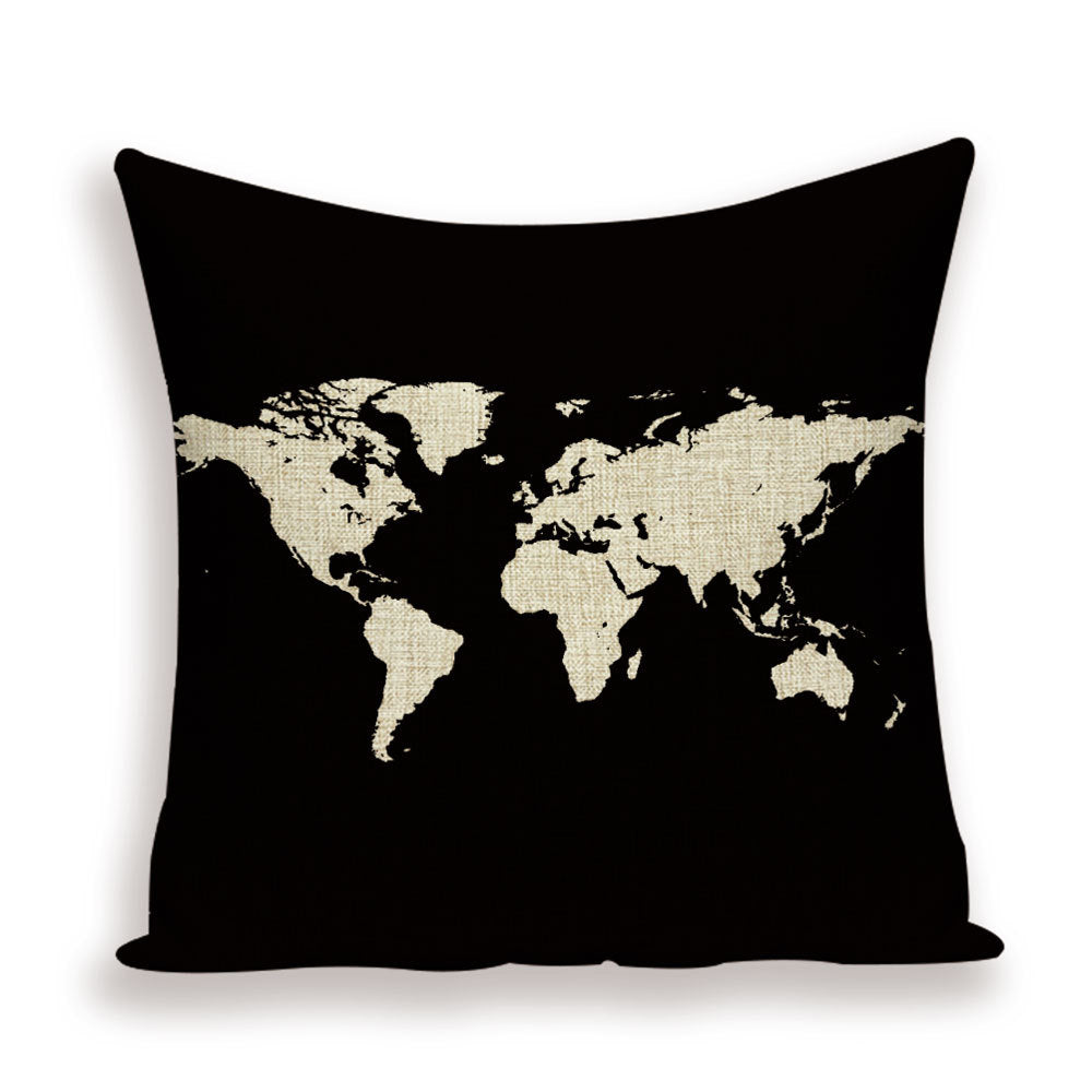 New Retro Toss Pillow Case European World Map Cushion Cover Seat Sofa Covers Morocco Linen House Home Decor Throw Pillows Cases