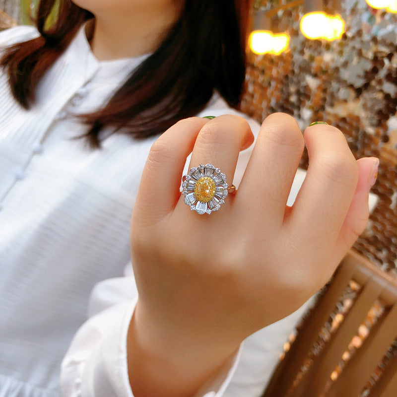 Yellow Diamond Gorgeous Blooming Flower Ring