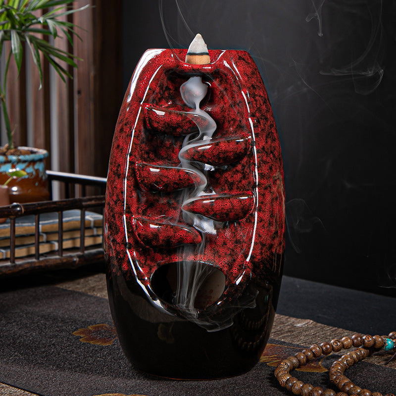 Ceramic Retro Stone Mill Back Flow Incense Creative Back Flow Incense Burner Ornaments