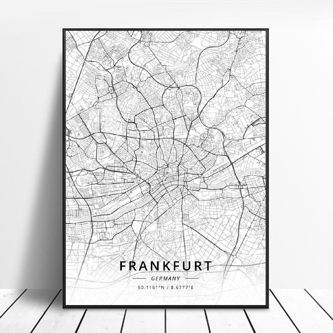 Germany Chicago Canvas Art Map Poster