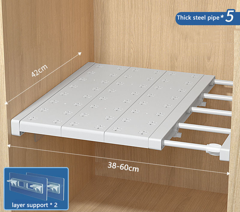 Wardrobe Cabinet Compartment Telescopic Storage Shelf