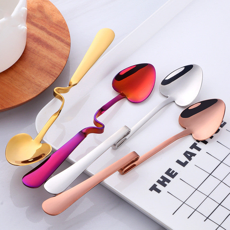 Heart-shaped stainless steel hanging cup spoon