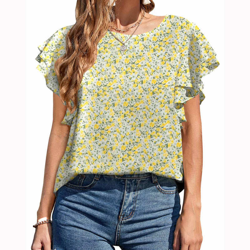 Women's Printed Casual Round Neck Blouse