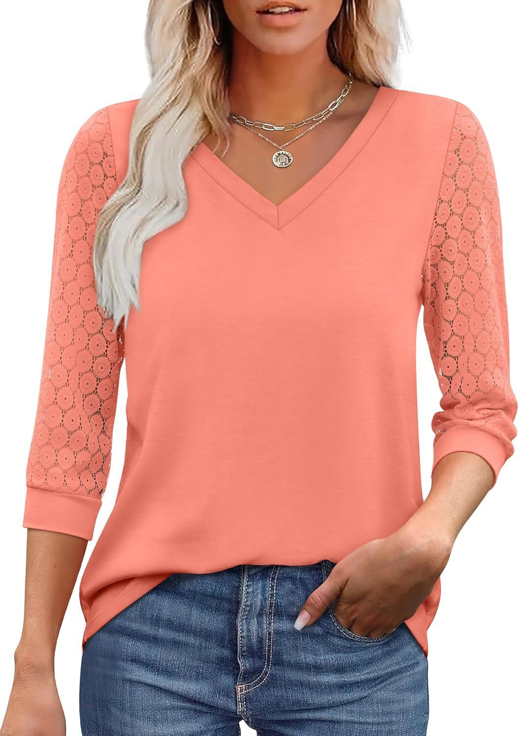 Hollow-out Lace Tops Casual Loose