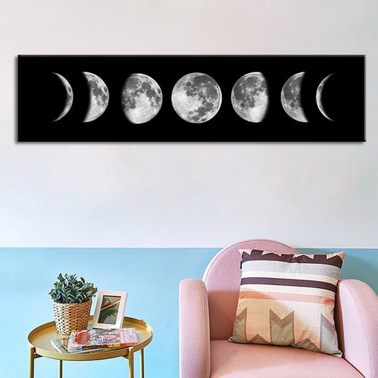 Lunar eclipse black and white canvas painting