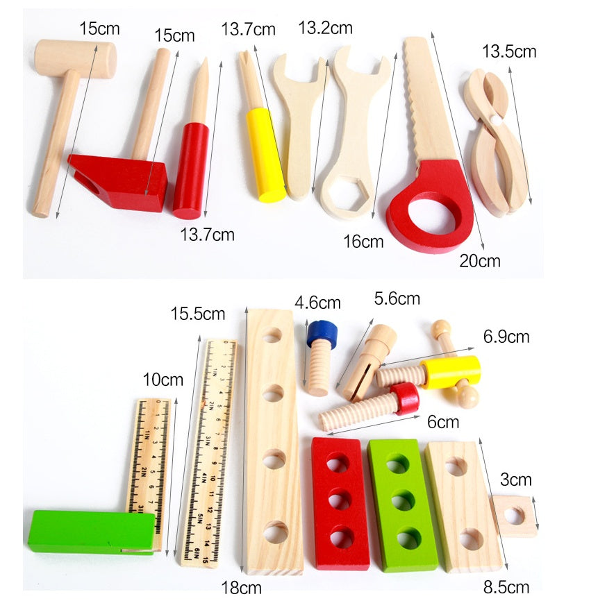 Wooden toy simulation disassembly toolbox