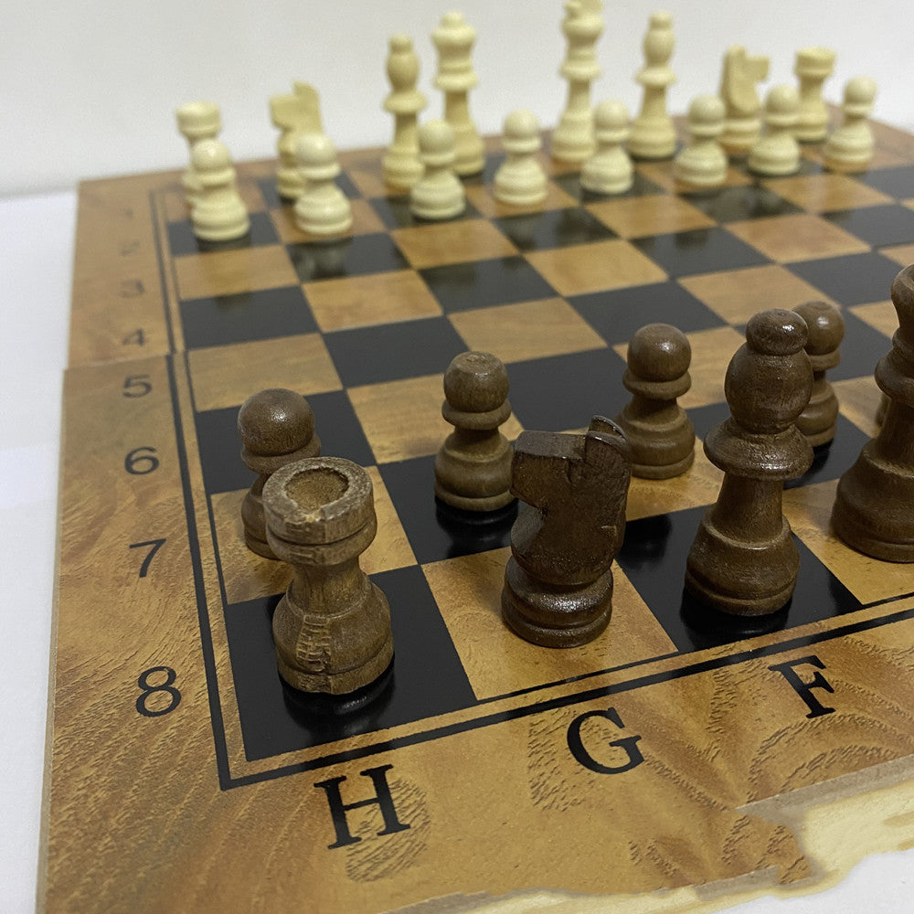 Wooden Wooden Box 3 In 1 Chess Western 29.5cm