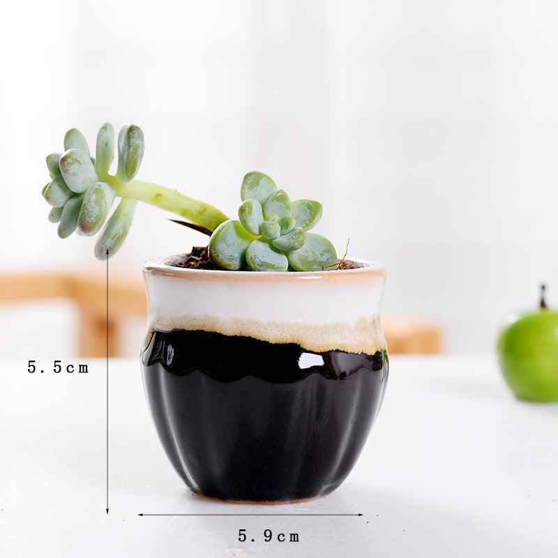 Ceramic Thumb Basin Flow Glaze Ceramic Flower Pot Desktop Decoration Flower