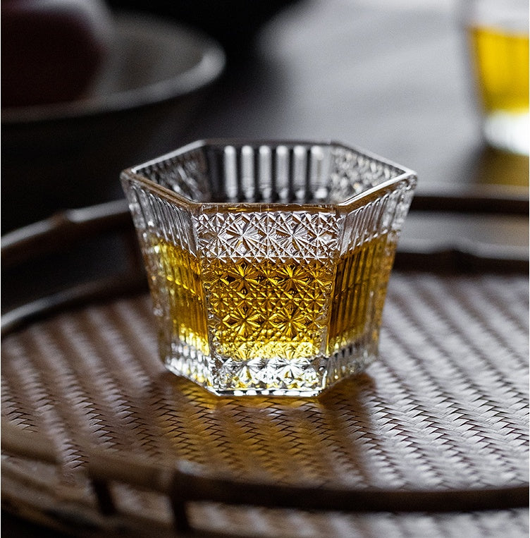 Hexagonal Crystal Glass Tea Cup