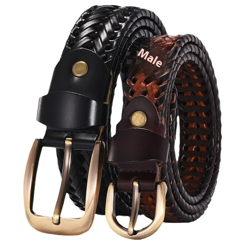 Leather Pin Buckle Handmade Couple's Pant Trendy Casual Belt