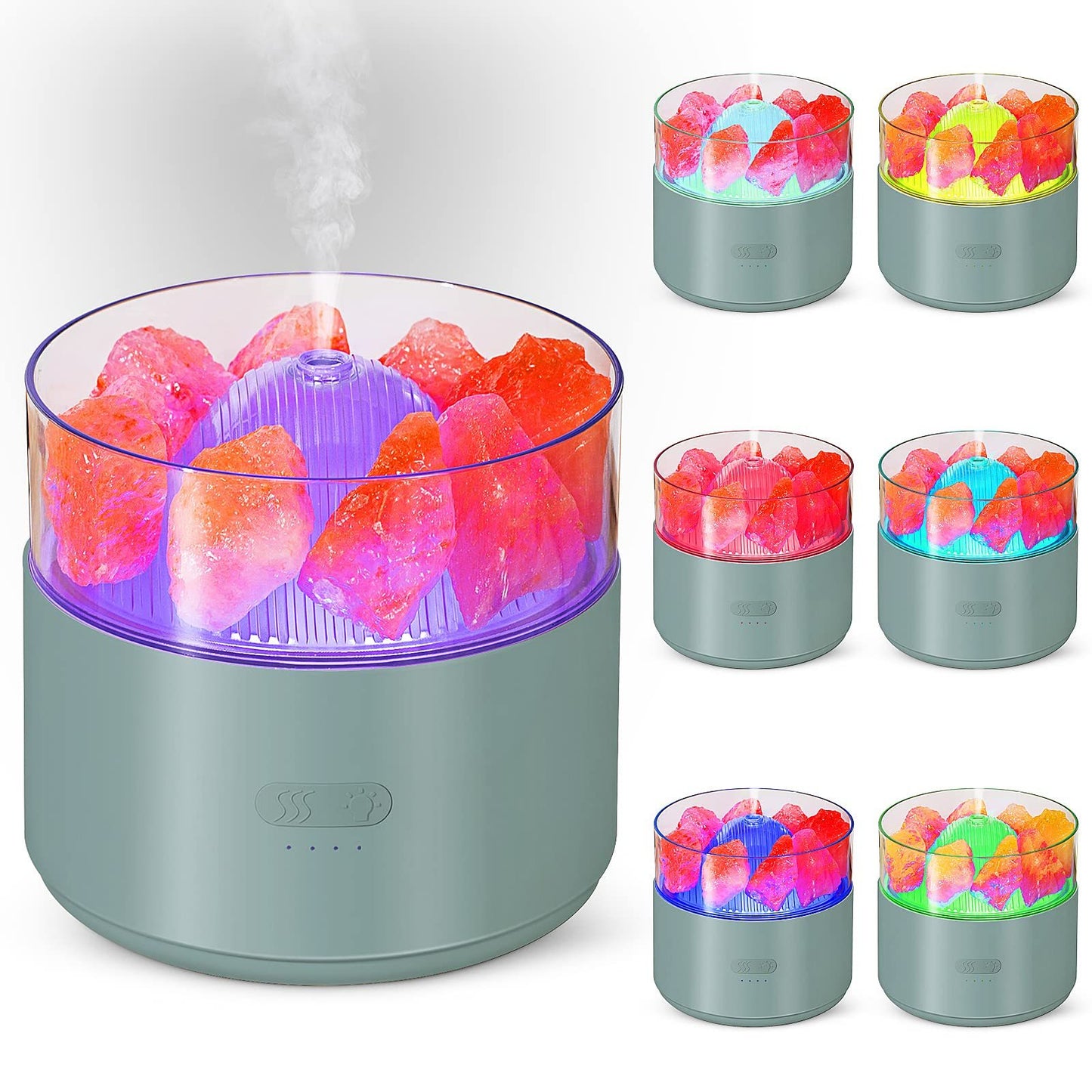 Cool-Mist Impeller Air Humidifier Crystal Salt Aroma Diffuser Incense Machine Fogger Essential Oil Lamp Difusor Ambient Light