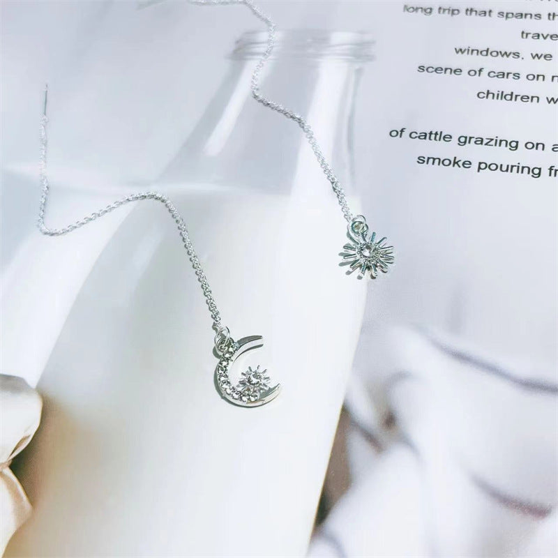 Light Luxury Sun Moon Star Diamond Ear String Earring Female