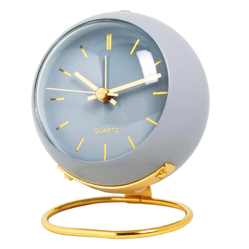 Convex Glass Ring Base Metal Clock Bedside