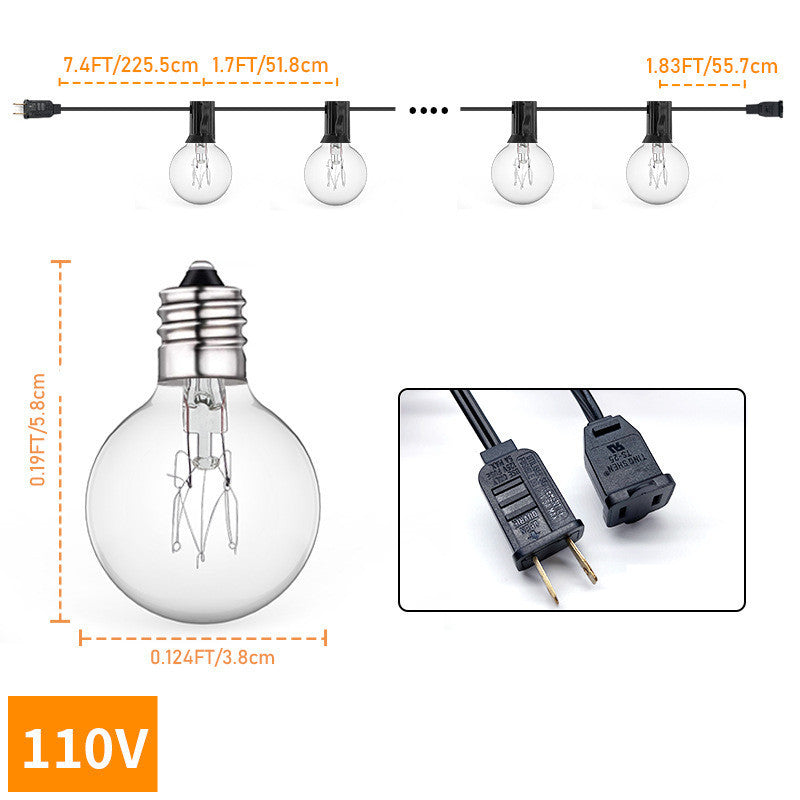 G40 tungsten filament lamp string