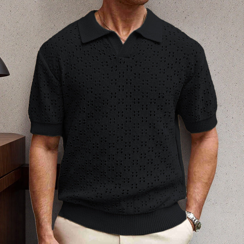 Fashion Dovetail Collar Tencel Men's Casual Sweater