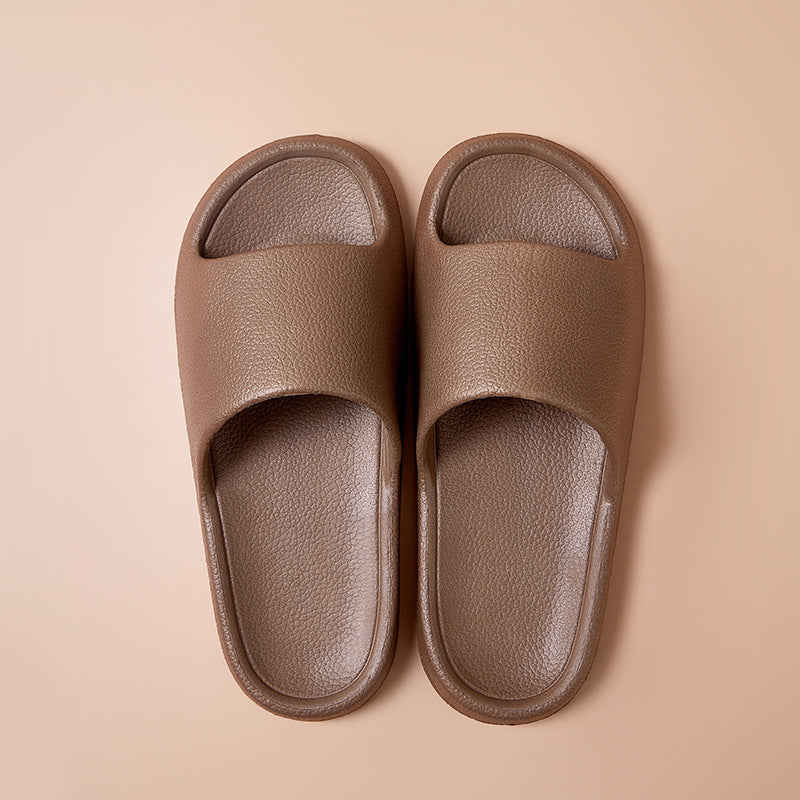 Home Non-slip Solid Color Indoor Leather Slippers