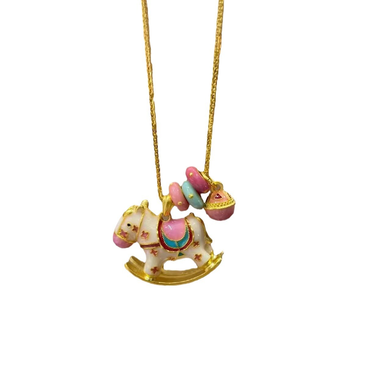 Cartoon Enamel Dripping Carousel Pendant Necklace Fashion