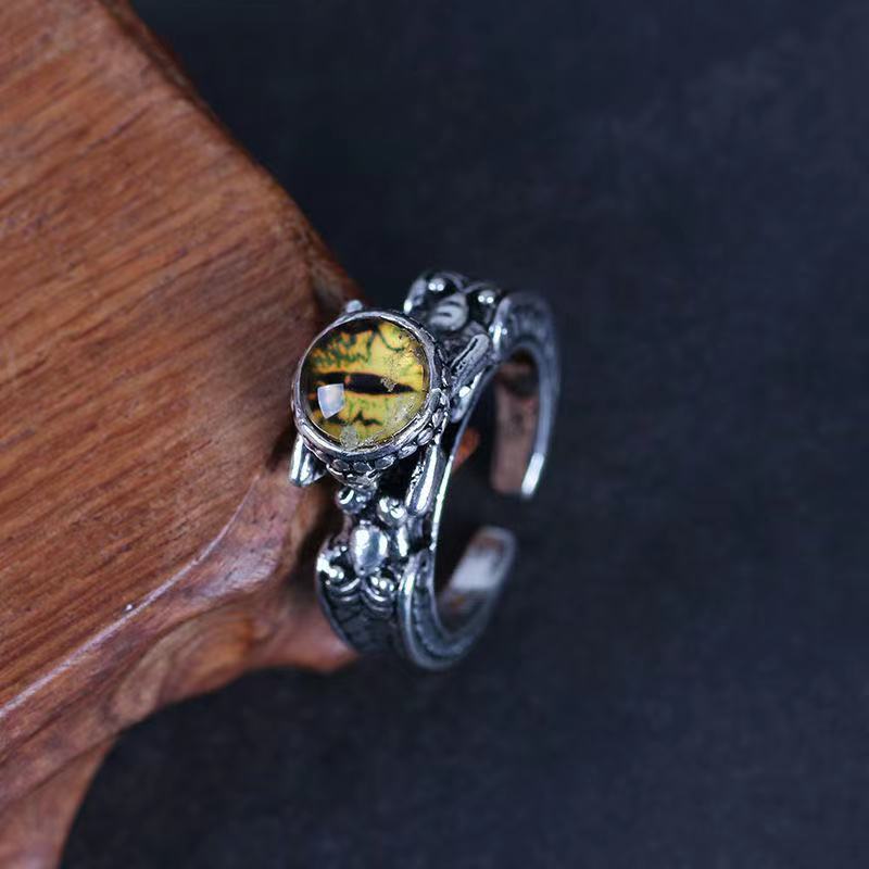 Fashion European And American Style Rock Personality Men And Women Inlaid Skull Magic Eye Hip Hop Ring