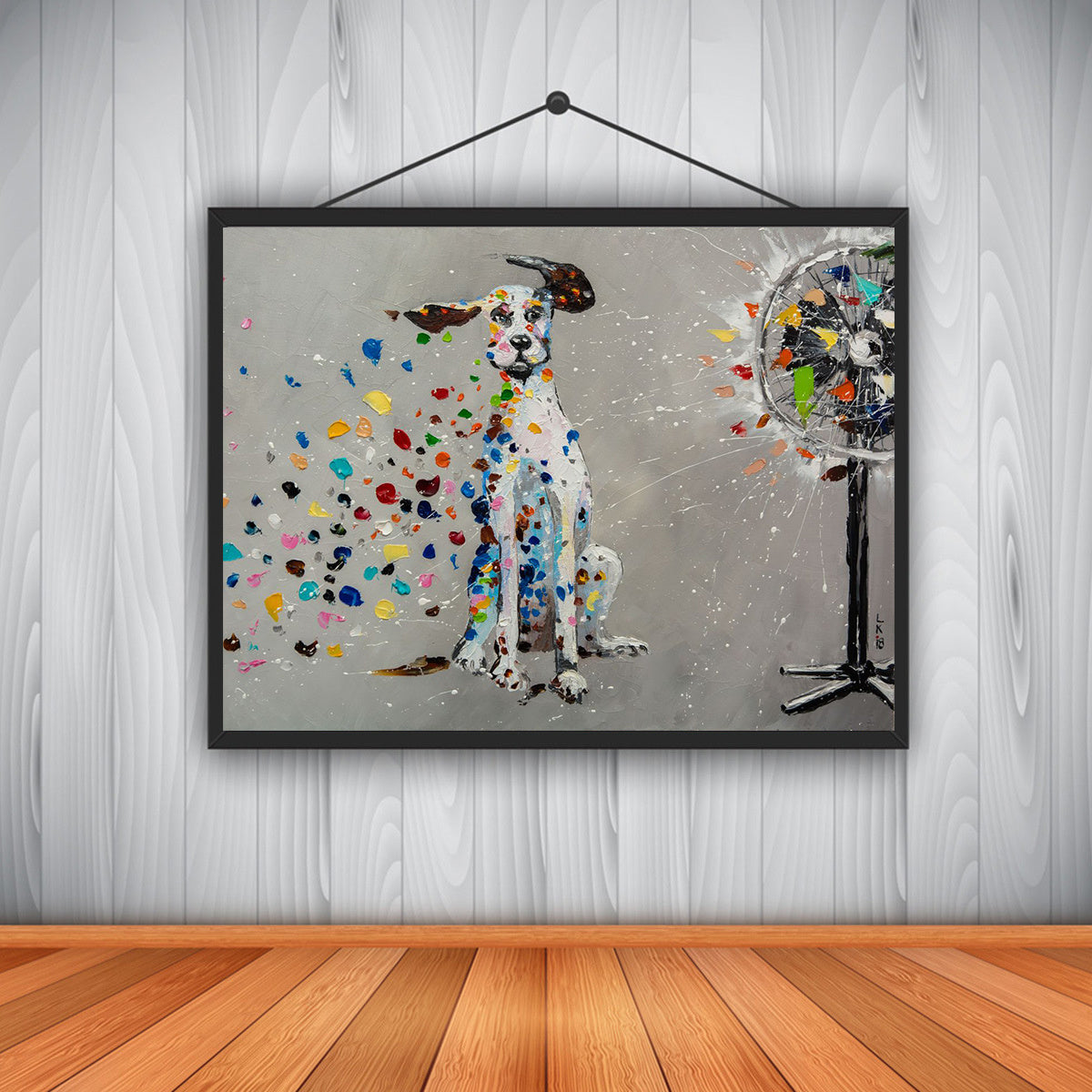 Colorful Doodle Dog Canvas Painting Home Decor