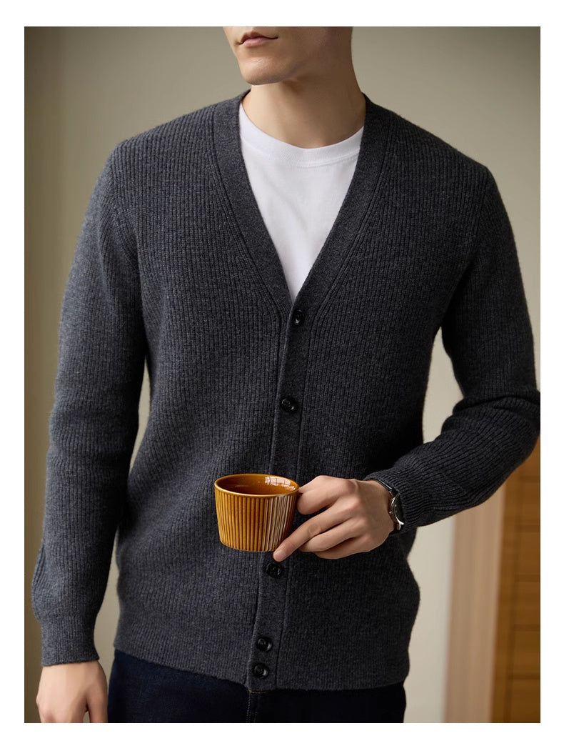 Wool Warm Cardigan Knitted Coat V-neck Casual American Men's Clothing Autumn And Winter