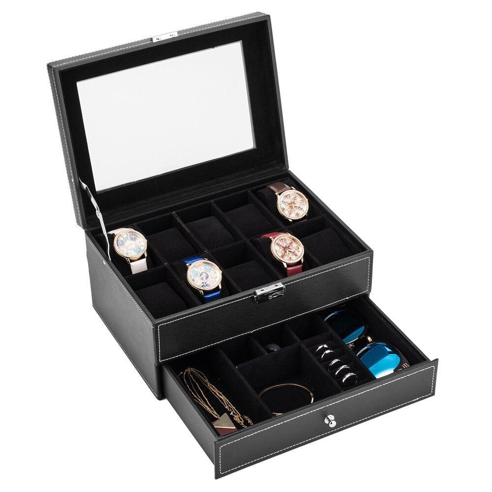 Double-layer 20-digit Black Velvet Watch Box