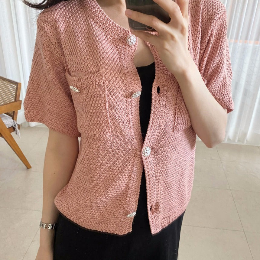 Women's Thin Knitted Cardigan Short Sleeve Coat