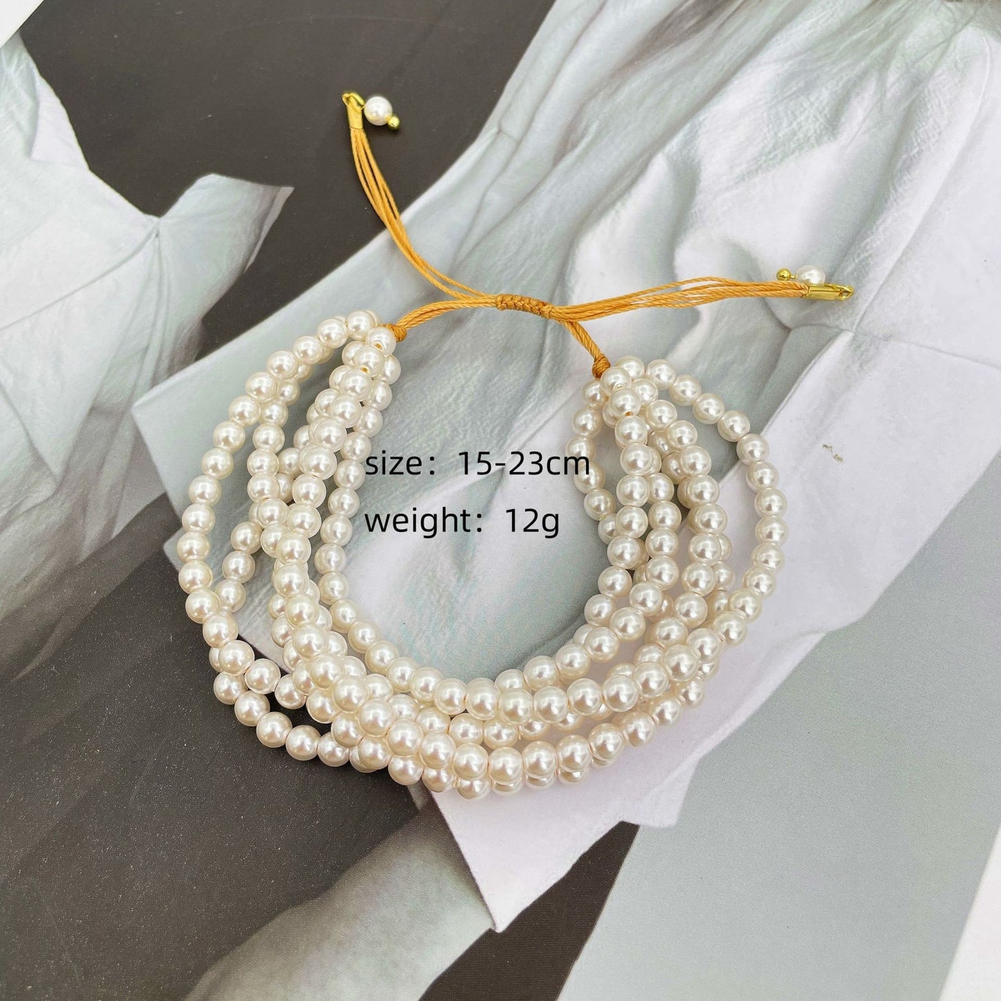 1 PCS Multilayer Pearl Bracelet For Women Unique Adjustable Rope Chic White Pearl Bracelet Elegant Wedding Jewely