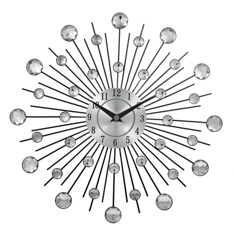 Crystal silver wrought iron wall clock