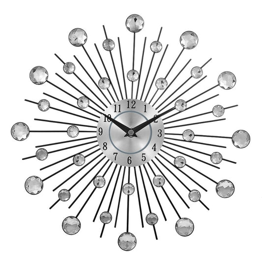 Crystal silver wrought iron wall clock