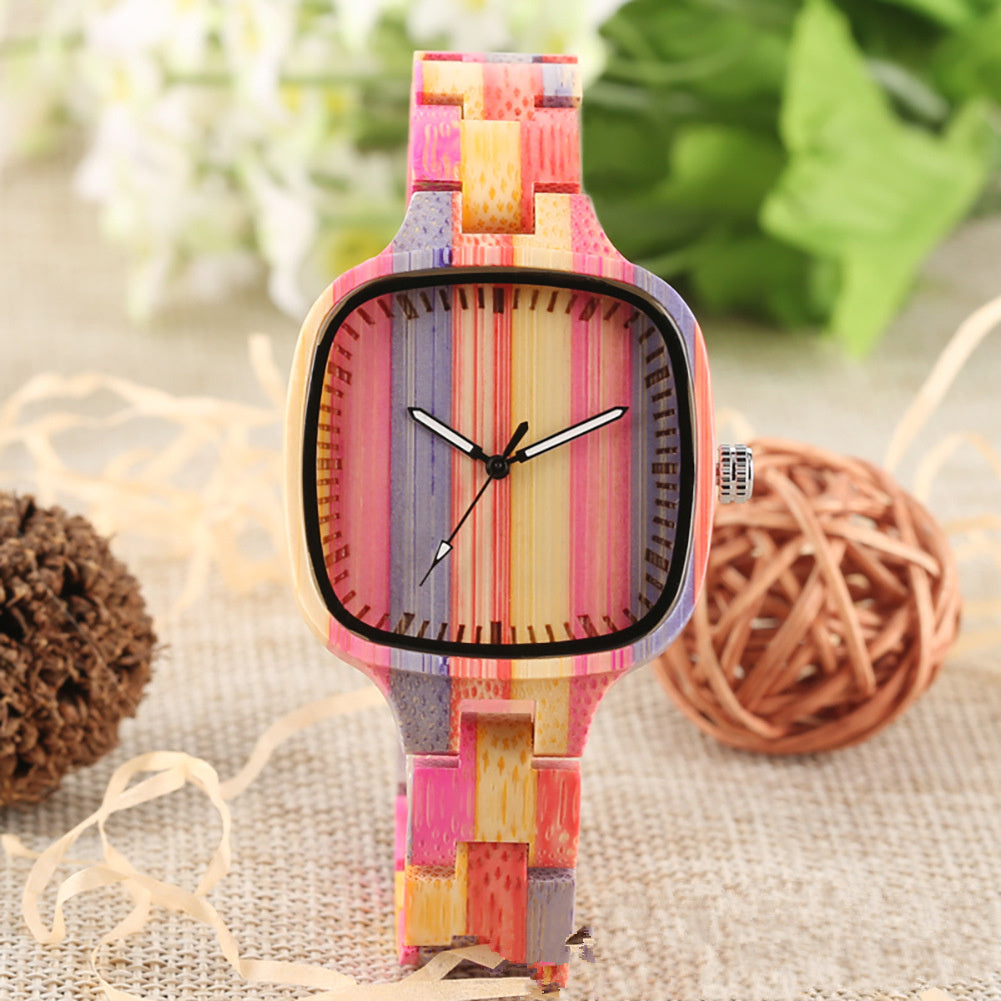 Fashion color bamboo wooden watch