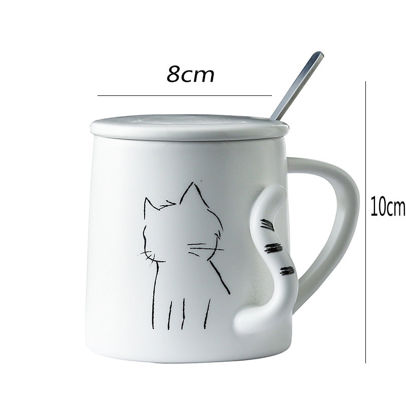 Japanese style cat tail ceramic mug